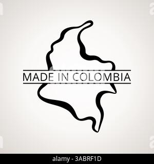 Made in Colombia - simbolo con mappa di contorno Illustrazione Vettoriale