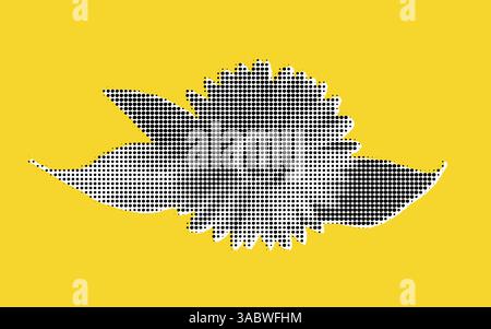 Design con fiore stilizzato con motivo tratteggiato Illustrazione Vettoriale