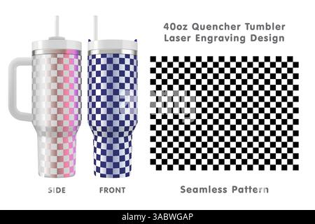 Incisione laser senza cuciture per un bicchiere da 40 once. Schema tileabile astratto. Avvolgimento completo. Illustrazione vettoriale. Illustrazione Vettoriale