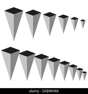 Piramidi tridimensionali. Design geometrico astratto. Sfumature e ombre. Illustrazione vettoriale. Illustrazione Vettoriale