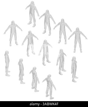 Un gruppo di persone è in piedi, con alcuni che guardano la telecamera. La scena è ambientata in un mondo virtuale, e le persone sono probabilmente i personaggi Illustrazione Vettoriale