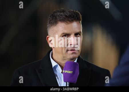 Niepolomice, Polonia. 1 aprile 2025. La Polonia Mateusz Borek ha visto durante la COPPA DI POLONIA 2024/2025 partita di calcio tra Puszcza Niepolomice e Pogon Szczecin allo Stadio Municipale. Punteggio finale; Puszcza Niepolomice 0:3 Pogon Szczecin credito: SOPA Images Limited/Alamy Live News Foto Stock