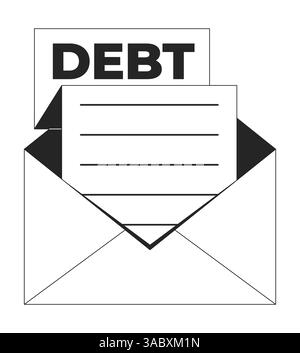 Lettera di debito nell'oggetto riga 2D della busta Illustrazione Vettoriale