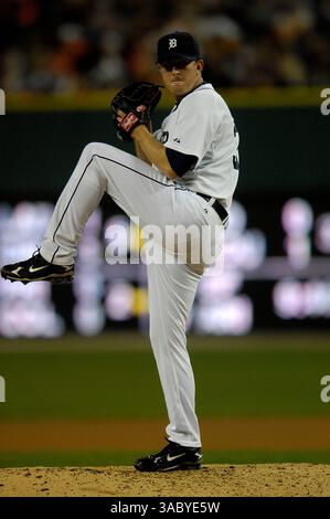 22 aprile 2008 - Detroit, Michigan, Stati Uniti - il lanciatore di rilievo dei Detroit Tigers ZACH MINER #31 lanci nel settimo inning in azione martedì sera al Comerica Park di Detroit, Michigan. I Detroit Tigers sconfissero i Texas Rangers 10-2. (Immagine di credito: © Steve King/Cal Sport Media/ZUMA Press) Foto Stock