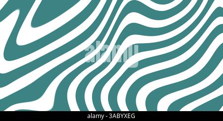 Linee ondulate astratte in Teal e Striscione a forma di retro bianco. Illustrazione Vettoriale