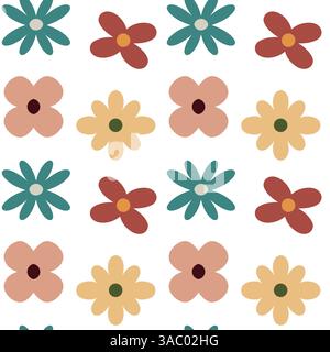 Motivo floreale colorato senza cuciture con vivace illustrazione decorativa dei fiori Illustrazione Vettoriale