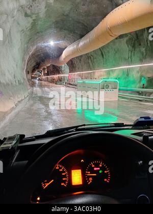 Francia Savoie Maurienne Haute-Maurienne Modane : visite du tunnel du chantier Lione-Torino, caisson de survie Foto Stock