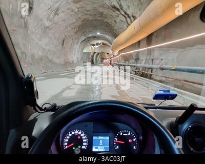 Francia Savoie Maurienne Haute-Maurienne Modane : visite du tunnel du chantier Lione-Torino Foto Stock