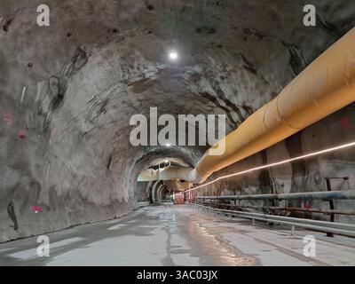 Francia Savoie Maurienne Haute-Maurienne Modane : visite du tunnel du chantier Lione-Torino Foto Stock