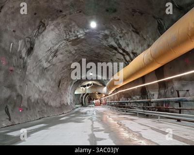 Francia Savoie Maurienne Haute-Maurienne Modane : visite du tunnel du chantier Lione-Torino Foto Stock