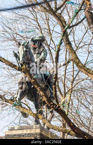 Statua equestre di Guglielmo III (Willem III) d'Orange, re d'Inghilterra e Stadhouder dei Paesi Bassi, a Breda Foto Stock