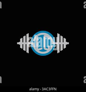 Design iniziale del logo LC con grafica vettoriale con icona a forma di manichino geometrica e cerchio Illustrazione Vettoriale