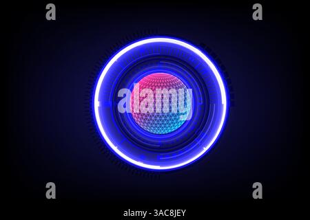 Circuito futuristico della tecnologia digitale globale astratta, concetto di tecnologia informatica, illustrazione vettoriale Illustrazione Vettoriale