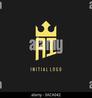 Logo monogramma ai forma a corona, elegante e lussuoso logo iniziale stile grafica vettoriale Illustrazione Vettoriale