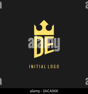 Monogramma DE logo scudo a forma di corona, elegante ed elegante grafica vettoriale con logo iniziale Illustrazione Vettoriale