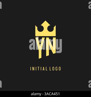 Logo YN monogramma con scudo a forma di corona, grafica vettoriale elegante e di lusso con logo iniziale Illustrazione Vettoriale