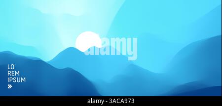 Cielo con sole tra le nuvole. Sfondo naturale. Modello moderno. Illustrazione vettoriale 3d per brochure, poster, presentazioni, volantini o banner. Illustrazione Vettoriale