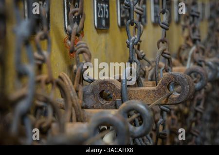 dettaglio nello spogliatoio di un vecchio sito minerario Foto Stock