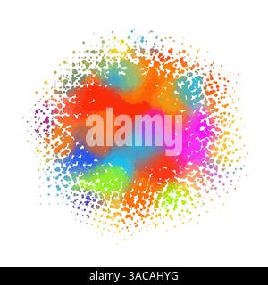 Cerchio astratto con mezzitoni colorati. Disegno a mano del telaio rotondo. Non ai, illustrazione vettoriale. Illustrazione Vettoriale