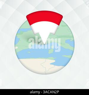 Mappa Monaco evidenziata con indicatore. Puntatore a bandiera sulla mappa geografica. Illustrazione Vettoriale