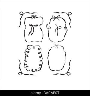 Set vettoriale di telai per scarabocchi disegnati a mano. Illustrazione Vettoriale