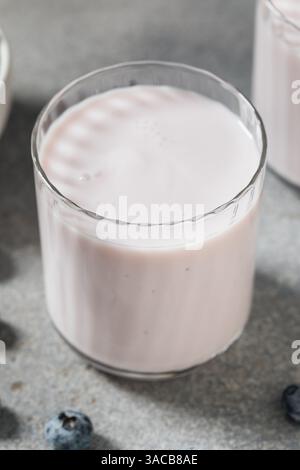 Frullato di kefir di mirtillo biologico sano in un bicchiere Foto Stock