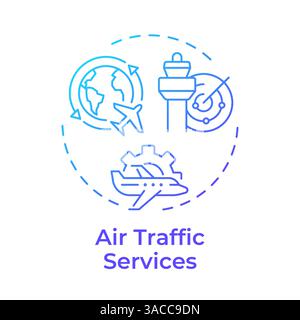 Icona del concetto di gradiente blu dei servizi del traffico aereo Illustrazione Vettoriale