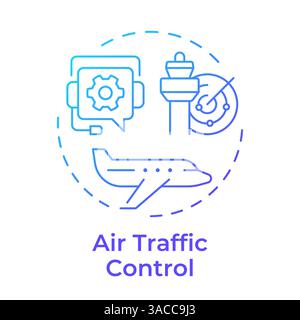 Icona del concetto di pendenza blu del controllo del traffico aereo Illustrazione Vettoriale