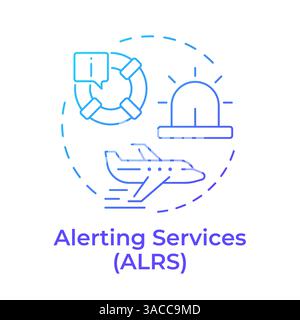 Icona del concetto di gradiente blu dei servizi di avviso Illustrazione Vettoriale