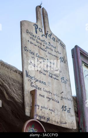 Danzica, Polonia, cartello del mercato nella città vecchia. Foto Stock