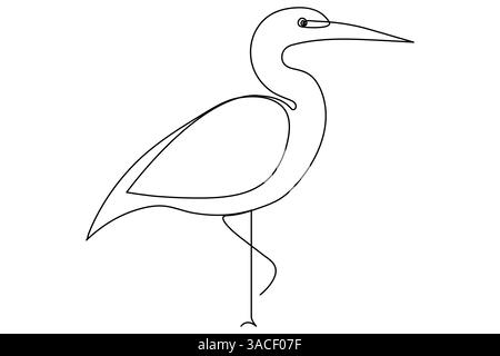 Disegno continuo su una linea del concetto dell'uccello flamingo illustrazione vettoriale del contorno modificabile Illustrazione Vettoriale