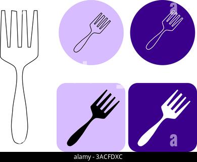 Ispirazione per il design del logo fork. Logo della linea piatta vettoriale poster di esempio, invito alla festa, banner delle festività, cartolina. Mangiate verde Illustrazione Vettoriale