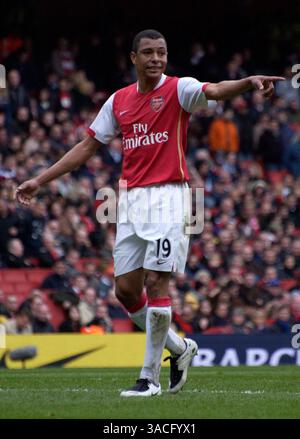 5 aprile 2008 - Londra, Inghilterra, Regno Unito - Gilberto 19 dell'Arsenal durante la partita di Premier League del Barclay tra Arsenal e Liverpool all'Emirates Stadium di Londra. Liverpool pareggiò l'Arsenal 1-1. (Immagine di credito: © Stuart Crump/Cal Sport Media/ZUMA Press) Foto Stock