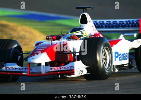 Cristiano da Matta (BRA) Toyota TF103 . Formula One Testing, Valencia, Spagna, 30 gennaio 2003.IMMAGINE DIGITALE (Credit Image: ©Sutton Motorsports/ZUMA Press) Foto Stock