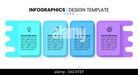 Modello infografico con icone e 4 opzioni o passaggi. Può essere utilizzato per il layout del flusso di lavoro, il diagramma, il banner, il webdesign. Illustrazione vettoriale Illustrazione Vettoriale