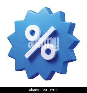 Buono sconto con simbolo percentuale, illustrazione vettoriale di rendering 3D. Ideale per promozioni, vendite e campagne di marketing. Illustrazione Vettoriale