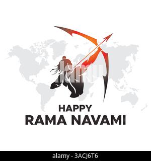 L'illustrazione vettoriale di Happy RAM Navami modello di feed dei social media scritto in testo hindi significa Happy RAM navami Illustrazione Vettoriale