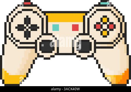 icona gamepad a 8 bit. Oggetto pixel art. Stile grafico del computer della vecchia scuola. Illustrazione Vettoriale