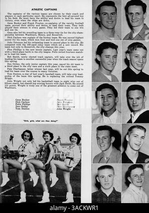 Il Wahian Yearbook del 1950 della Washburn High School documenta l'anno accademico 1949-1950, mostrando studenti, docenti, atletica e club. Foto Stock