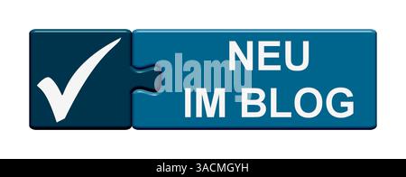 Il pulsante puzzle composto da due pezzi mostra le novità nel blog Foto Stock