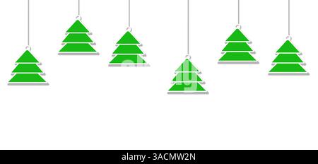 Ampio biglietto di Natale con abeti come decorazioni natalizie bianco verde Foto Stock