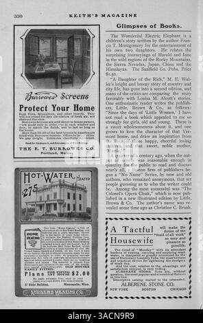 Keith's Magazine, fondata nel 1904, presenta progetti di abitazioni, planimetrie e dettagli sui costi di costruzione. Include articoli su edifici per la casa, design di interni e architettura paesaggistica. La rivista espone anche annunci pubblicitari per prodotti per l'edilizia e per l'arredamento della casa. Alcune edizioni offrono progetti per edifici pubblici come chiese e scuole. Pagine mancanti nel vol. 11 No. 4. Foto Stock