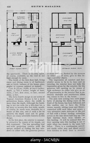 Keith's Magazine, fondata nel 1904, offre una varietà di progetti di case, planimetrie e costi di costruzione. A cura di Walter J. Keith e Max L. Keith, la rivista include articoli sulla costruzione di case, arredamento d'interni e design del paesaggio. Presenta anche pubblicità per l'arredamento, gli accessori e i materiali da costruzione. Alcune questioni includono piani per chiese e scuole. Pagine mancanti nel vol. 11 No. 4. Foto Stock
