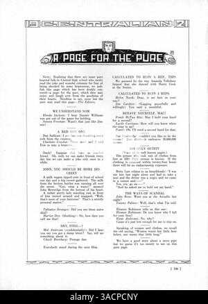 Questa edizione del Centralian Yearbook, pubblicato nel 1921, mette in evidenza i risultati accademici, atletici ed extracurriculari degli studenti della Central High School. Presenta contributi di studenti afroamericani e il loro impatto sulla cultura della scuola durante l'anno scolastico 1920-1921. Foto Stock