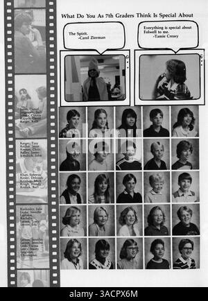 L'edizione 1982 del Folwell Falcon Annual evidenzia momenti importanti dell'anno scolastico 1981-1982, con ritratti di studenti, eventi sportivi e club scolastici al Folwell Jr. High. Foto Stock