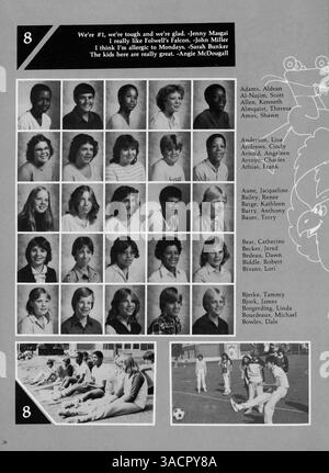 Il Folwell Falcon Annual del 1982 cattura i momenti chiave dell'anno scolastico 1981-1982, tra cui i risultati degli studenti, il coinvolgimento della facoltà e varie attività scolastiche al Folwell Jr. High. Foto Stock