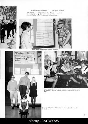 L'annuario "Antler" 1968 della Minnehaha Academy cattura studenti, insegnanti, atletica leggera, club e importanti eventi scolastici dell'anno accademico 1967-1968. Foto Stock