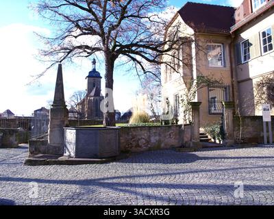 La chiesa dei Regiswindis a Lauffen am Neckar, nel distretto di Heilbronn, nel Baden-Württemberg settentrionale, è una chiesa parrocchiale protestante... (Wiki) Foto Stock
