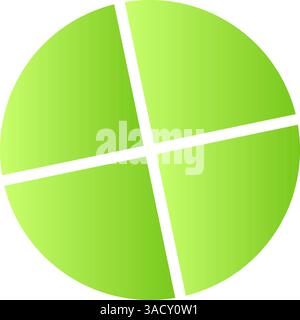 Infografica del grafico a torta 3D verde, diagramma percentuale a ciambella con sezioni divise, grafico di analisi aziendale. Illustrazione vettoriale piatta isolata Illustrazione Vettoriale