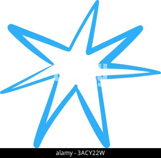 Icone a stella disegnate a mano con texture pastello. Elementi di schizzo divertenti, tratti di pennello e motivi di scarabocchio. Illustrazione vettoriale piatta isolata su bianco Illustrazione Vettoriale